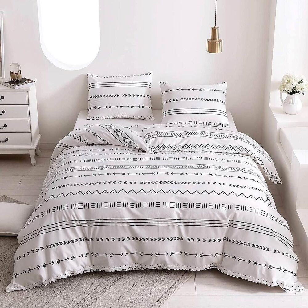Boho Arrow Black White Duvet Cover Set Full Comforter Bedding Cotton‎